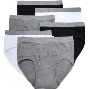 Stafford Low-Rise Briefs for Men 6-pack 100% Cotton, Men's Underwear, Male Breathable Panties Bulk, White, Black Underpants