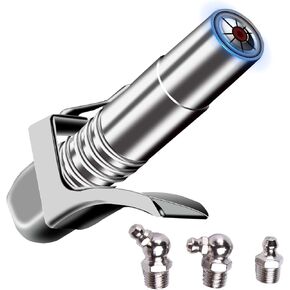 Grease Gun Coupler, Grease Gun Tips Fittings 8 Locking Jaw 12000PSI Quick Lock Release Grease GunTips, fit All 1/8" NPT Manual/Electric Grease Gun, Reach Any Grease Fitting on Any Machine