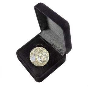 40mm Large Size AA Medallion Velvet Box - Specialty Chip/Coin/Token Holder - Black (No Coin Included)