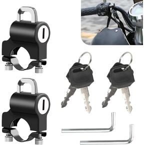 2 PCS Motorcycle Helmet Lock Anti-Theft, Safety Helmet Hook Lock, Universal 2.17" Metal Corrosion-Resistant Multifunctional Hanging Hook, for Electric Bike, Motorcycle,Tricycle (Black)