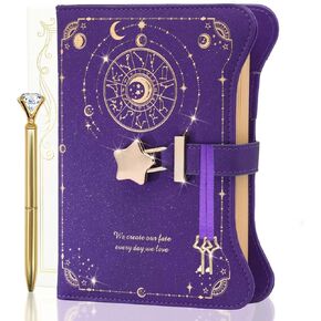 Diary with Lock and Keys for Girls and Women, Lock Diary for Gift Ideas with Gift Box and Pen and Bookmark, Journal for Women with 360 Kraft Pages, B6 Refillable Notebook with Lock for Writing (Deep Royal Purple)