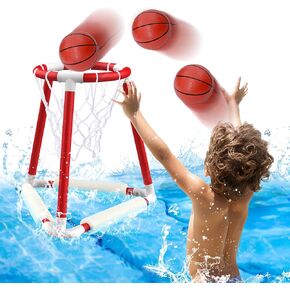 Pool Basketball Hoop, Floating Basketball Set for Pool, Fun Indoor Outdoor Play, Pool Basketball Hoop Gift for Kids Parties, Pool Games for Kids and Adults
