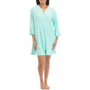 Miss Elaine Women's Stretch Terry LS Zip Short Robe
