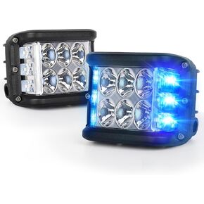 Side Shooter LED Pod Lights, 4 inch Off Road LED Light Pods with Dual Side Yellow Solid/Strobe Function Spot LED Cubes Ditch Lights for Tractor Plow Truck ATV UTV SUV 4x4 Boat
