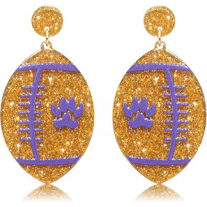 Football Earrings Game Day Acrylic Glitter Football Mom Earrings College School Sports Team Spirit Earrings Cheer Football Mom Gift