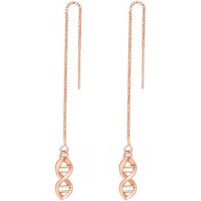 Fashion Serotonin Molecule DNA Double Helix Science Threader Dangle Earrings