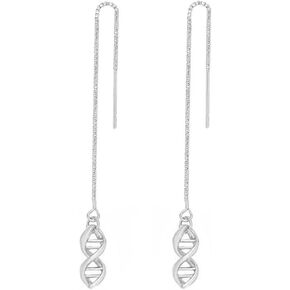 Fashion Serotonin Molecule DNA Double Helix Science Threader Dangle Earrings