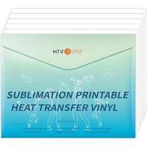HTVRONT Sublimation Printable HTV - 5 Pack Sublimation Printable Heat Transfer Vinyl Quick Dry Without Bleeding or Fading - Vivid Colors Printable Sublimation HTV 8.5 * 11 for Light Fabrics