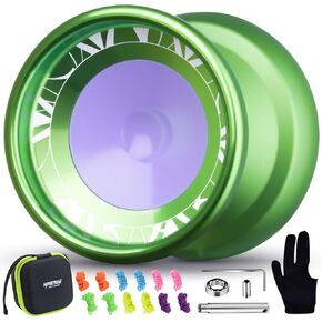 MAGICYOYO V11 Finger Spin Yoyo -Pofessional Unresponsive Yoyo for Intermediate Advanced & Extra Responsive Yoyo Bearing for Beginners, Dual Purpose Trick Yoyo + Glove + 12 Strings +Storage Case -Black
