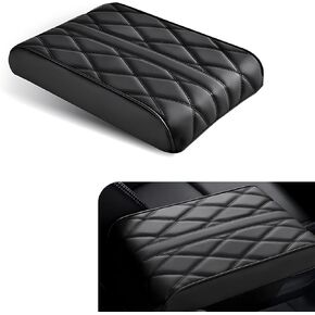 Pack-1 Car Armrest Box Mat, 12.5" x 8.6" x 1.9" Armrest Box Booster Cushion, Durable Automobile Interior Accessories, Universal for Most Cars, Trucks and Vans (Black)