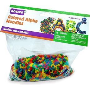 ROYLCO Colored Alpha Noodles, 1/2 lb bag, Alphabet Noodles, 6 Vibrant Colors, Art Supplies, Craft Supply, Ready to Craft, Non-toxic, Ages 4+, Made in the USA, Bright Colors, Easy & Fun
