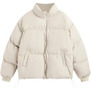 CIDER Solid Zip Up Stand Collar Puffer Jacket