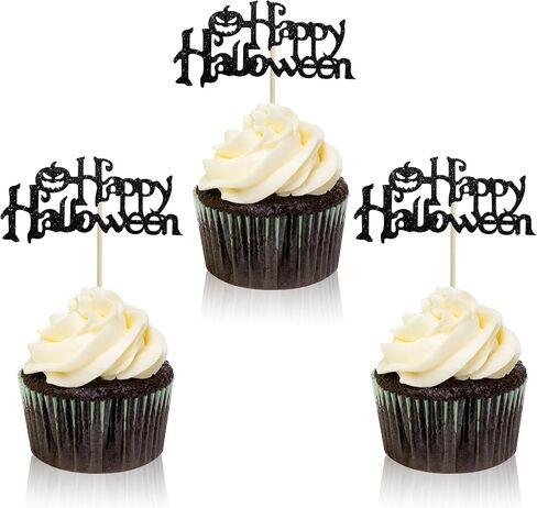 BEISHIDA 18pcs Happy Halloween Cupcake Topper Halloween Cupcake Decoration Little Boo Happy Boo Day Pumpkins Witch Hats Cats Bats for Funny Horror Halloween Scary Party Decorations Party Supplies in Kuwait