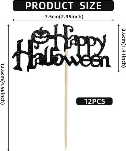 BEISHIDA 18pcs Happy Halloween Cupcake Topper Halloween Cupcake Decoration Little Boo Happy Boo Day Pumpkins Witch Hats Cats Bats for Funny Horror Halloween Scary Party Decorations Party Supplies in Kuwait