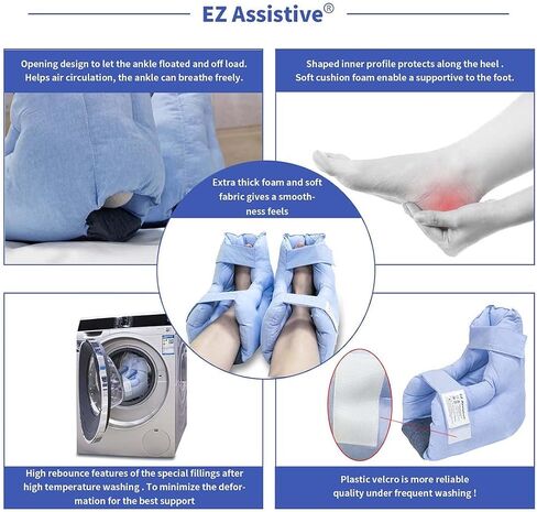 وسادة قدم من EZ Assistive، قطعة واحدة من القطيفة لحماية الكعب، تزيل الضغط وتقرحات السرير، واقيات الكعب لقروح الضغط لحماية الشفاء باللون البني in Kuwait