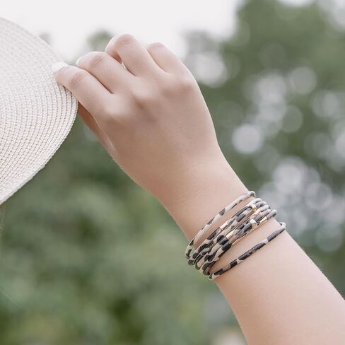 FANCY SHINY Leopard Leather Wrap Bracelet Stackable Boho Tube Beaded Cuff Bracelet with Magnetic Clasp in Kuwait