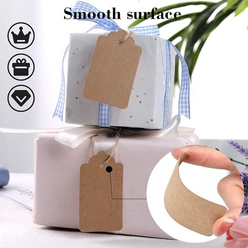 20 قطعة من بطاقات الهدايا البنية من SallyFashion، مقاس 1.6 × 2.8 بوصة، علامات ورق كرافت مع سلسلة علامات تعليق فارغة للهدايا والفنون والحرف اليدوية وحفلات الزفاف وأعياد الميلاد in Kuwait