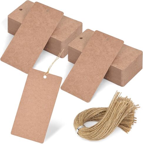 SallyFashion 100PCS Kraft Paper Gift Tags with String, Blank Hanging Labels Brown Clothing Tags Business Craft Gift Wrapping Tags in Saudi Arabia