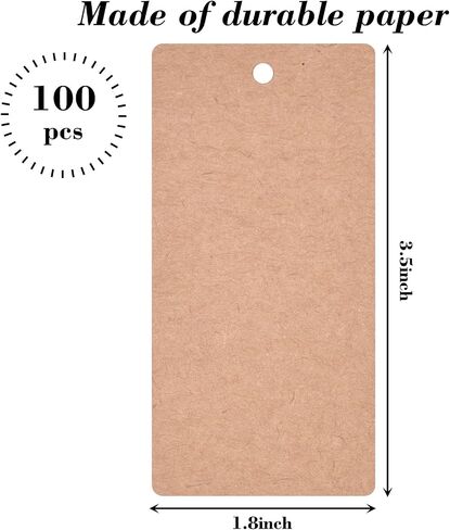 SallyFashion 100PCS Kraft Paper Gift Tags with String, Blank Hanging Labels Brown Clothing Tags Business Craft Gift Wrapping Tags in Saudi Arabia