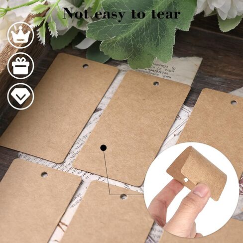 SallyFashion 100PCS Kraft Paper Gift Tags with String, Blank Hanging Labels Brown Clothing Tags Business Craft Gift Wrapping Tags in Saudi Arabia