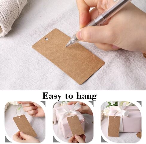 SallyFashion 100PCS Kraft Paper Gift Tags with String, Blank Hanging Labels Brown Clothing Tags Business Craft Gift Wrapping Tags in Saudi Arabia