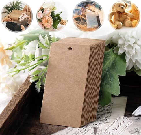 SallyFashion 100PCS Kraft Paper Gift Tags with String, Blank Hanging Labels Brown Clothing Tags Business Craft Gift Wrapping Tags in Saudi Arabia