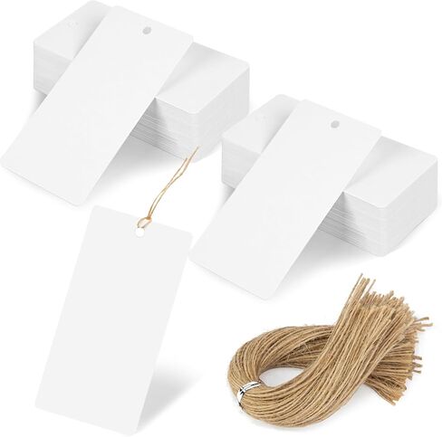 100 قطعة من بطاقات الهدايا الورقية من SallyFashion مع سلسلة، ملصقات معلقة فارغة، علامات ملابس بنية، علامات تغليف الهدايا للأعمال اليدوية in Kuwait