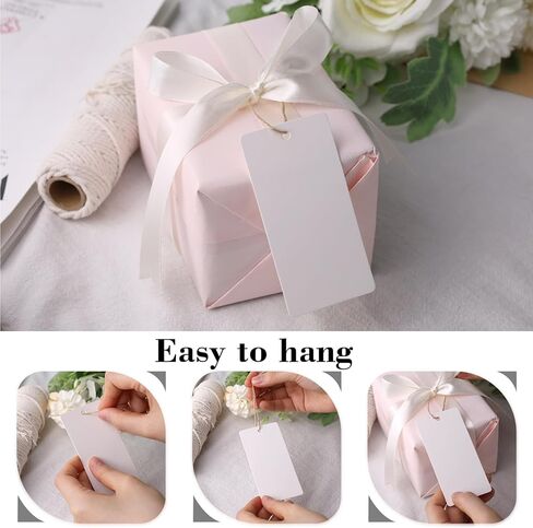 100 قطعة من بطاقات الهدايا الورقية من SallyFashion مع سلسلة، ملصقات معلقة فارغة، علامات ملابس بنية، علامات تغليف الهدايا للأعمال اليدوية in Kuwait