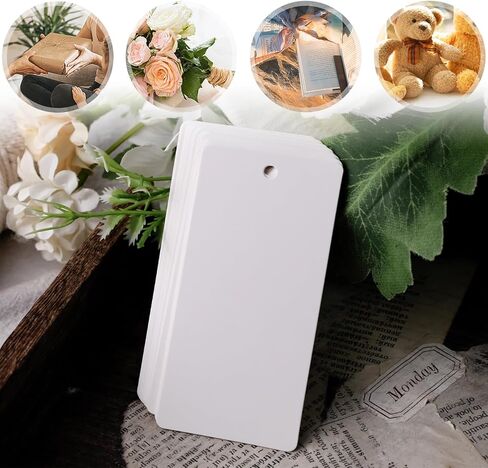 100 قطعة من بطاقات الهدايا الورقية من SallyFashion مع سلسلة، ملصقات معلقة فارغة، علامات ملابس بنية، علامات تغليف الهدايا للأعمال اليدوية in Kuwait