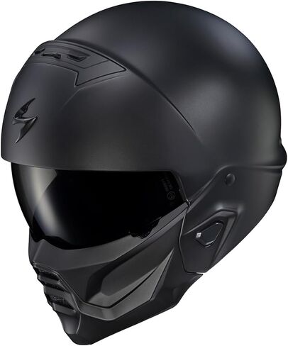 ScorpionEXO Covert 2 وجه مفتوح 3/4 كامل الوضع خوذة دراجة نارية بلوتوث جاهزة للسماعات جيوب قابلة للتبديل غطاء الفم معتمد من DOT صلب (أسود غير لامع - XL) in Saudi Arabia