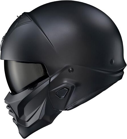 ScorpionEXO Covert 2 وجه مفتوح 3/4 كامل الوضع خوذة دراجة نارية بلوتوث جاهزة للسماعات جيوب قابلة للتبديل غطاء الفم معتمد من DOT صلب (أسود غير لامع - XL) in Saudi Arabia