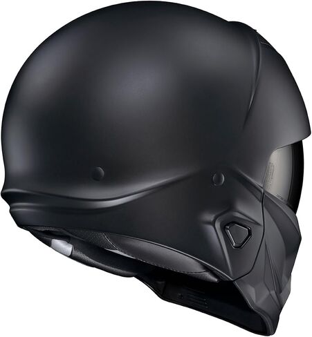 ScorpionEXO Covert 2 وجه مفتوح 3/4 كامل الوضع خوذة دراجة نارية بلوتوث جاهزة للسماعات جيوب قابلة للتبديل غطاء الفم معتمد من DOT صلب (أسود غير لامع - XL) in Saudi Arabia