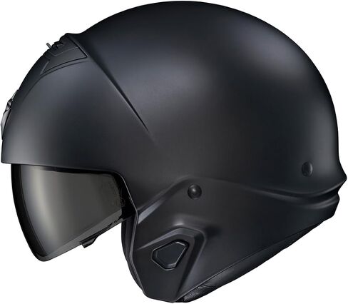 ScorpionEXO Covert 2 وجه مفتوح 3/4 كامل الوضع خوذة دراجة نارية بلوتوث جاهزة للسماعات جيوب قابلة للتبديل غطاء الفم معتمد من DOT صلب (أسود غير لامع - XL) in Saudi Arabia
