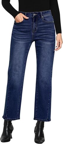 GRAPENT Straight Leg Jeans for Women High Waisted Trendy Ankle Length Forward Seams Stretchy Denim Pants Baggy Jeans in Kuwait