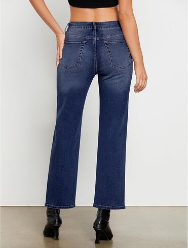 GRAPENT Straight Leg Jeans for Women High Waisted Trendy Ankle Length Forward Seams Stretchy Denim Pants Baggy Jeans in Kuwait