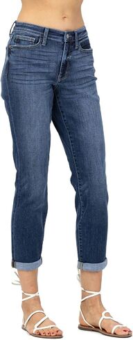 Judy Blue Women's Mid Rise Stretchy Boyfriend Jeans in Saudi Arabia