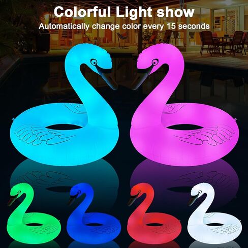 Inflatable Swan Pool Floats Adult with Colorful Lights, Solar Powered Large Pool Floaties Swan Swim Tube Rings 42''|Pool Party Beach Floaty, Summer Pool Lounge Raft for Water Fun in Saudi Arabia