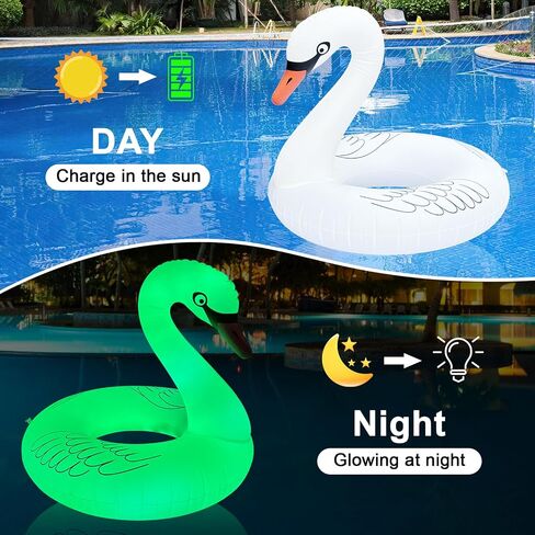 Inflatable Swan Pool Floats Adult with Colorful Lights, Solar Powered Large Pool Floaties Swan Swim Tube Rings 42''|Pool Party Beach Floaty, Summer Pool Lounge Raft for Water Fun in Saudi Arabia