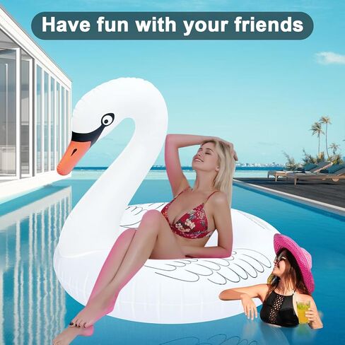 Inflatable Swan Pool Floats Adult with Colorful Lights, Solar Powered Large Pool Floaties Swan Swim Tube Rings 42''|Pool Party Beach Floaty, Summer Pool Lounge Raft for Water Fun in Saudi Arabia