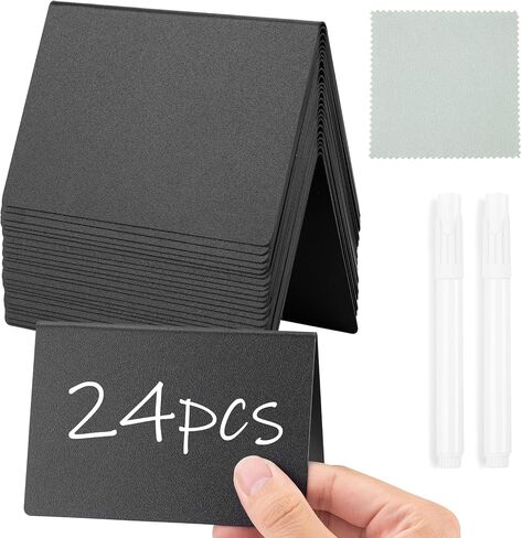 10 Pcs PVC Mini Chalkboard Signs, 3"x3.9" Tabletop Chalkboard Signs, for Food Display, Party, Buffet, Table Name Tags, Wedding, Place Cards, Include 2 Liquid Chalk Markers in Saudi Arabia