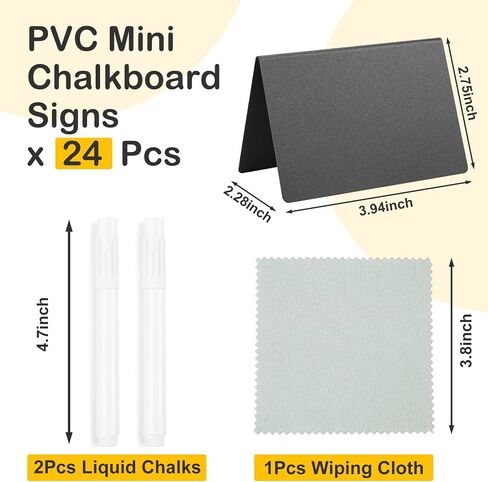 10 Pcs PVC Mini Chalkboard Signs, 3"x3.9" Tabletop Chalkboard Signs, for Food Display, Party, Buffet, Table Name Tags, Wedding, Place Cards, Include 2 Liquid Chalk Markers in Saudi Arabia