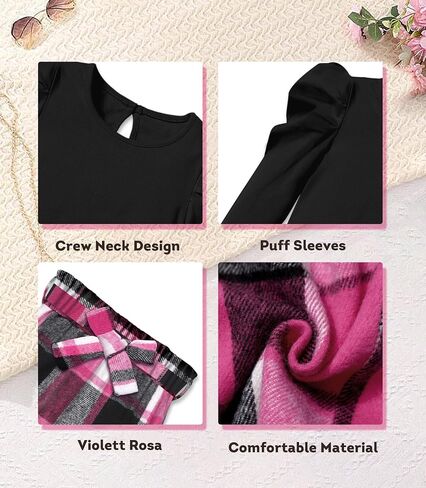 MIGU Toddler Girl Clothes,Girls Fashion Clothes Puff Sleeves Shirt Pants Headband 3Pcs Girls Gifts Sets in Kuwait