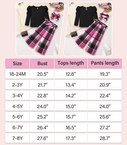 MIGU Toddler Girl Clothes,Girls Fashion Clothes Puff Sleeves Shirt Pants Headband 3Pcs Girls Gifts Sets in Kuwait