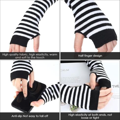 Sibba 4 Pairs Knitted Fingerless Gloves Wrist with Finger Holes Warmers Warm Winter Unisex Mittens Long Gloves for Office Typing Computer in Saudi Arabia