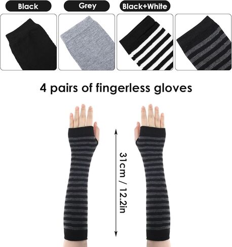 Sibba 4 Pairs Knitted Fingerless Gloves Wrist with Finger Holes Warmers Warm Winter Unisex Mittens Long Gloves for Office Typing Computer in Saudi Arabia