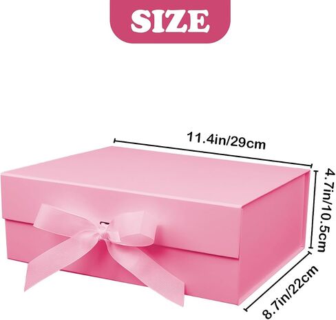 Large Gift Box, 5-Pack Magnetic Lid Gift Box Ribbon Closure Bo Elegant Gift Packaging Luxury Gift Box Decorative Gift Box,11.4 x 8.7 x 4.1" - Multi-Occasion Packaging Boxes (Pink) in Saudi Arabia