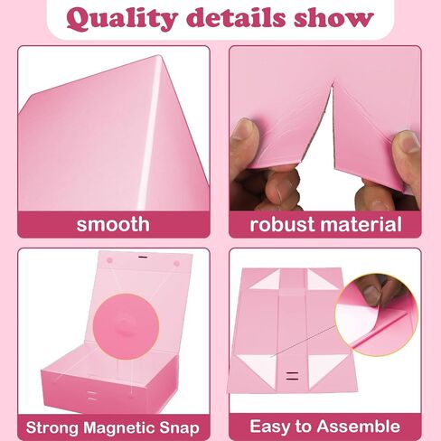 Large Gift Box, 5-Pack Magnetic Lid Gift Box Ribbon Closure Bo Elegant Gift Packaging Luxury Gift Box Decorative Gift Box,11.4 x 8.7 x 4.1" - Multi-Occasion Packaging Boxes (Pink) in Saudi Arabia
