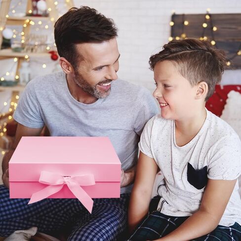 Large Gift Box, 5-Pack Magnetic Lid Gift Box Ribbon Closure Bo Elegant Gift Packaging Luxury Gift Box Decorative Gift Box,11.4 x 8.7 x 4.1" - Multi-Occasion Packaging Boxes (Pink) in Saudi Arabia
