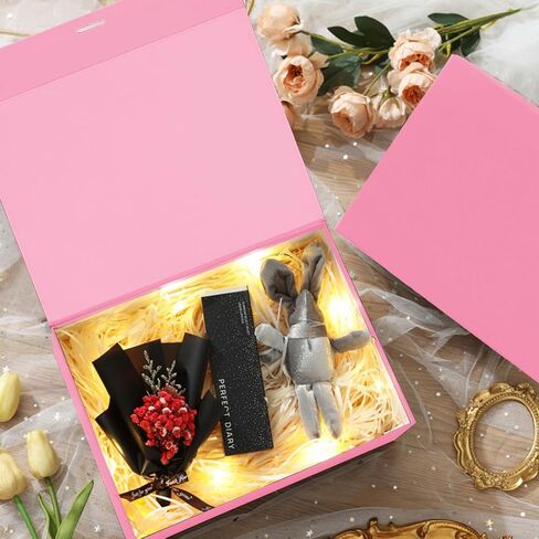 Large Gift Box, 5-Pack Magnetic Lid Gift Box Ribbon Closure Bo Elegant Gift Packaging Luxury Gift Box Decorative Gift Box,11.4 x 8.7 x 4.1" - Multi-Occasion Packaging Boxes (Pink) in Saudi Arabia