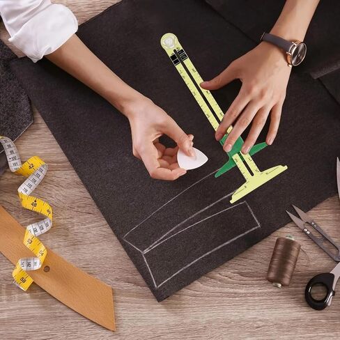 2 حزمة من أداة قياس قياس الانزلاق، مسطرة قياس انزلاقية 5 في 1، مسطرة خياطة اللحف من القماش، مسطرة قياس منزلق من الفولاذ المقاوم للصدأ لمستلزمات الخياطة والحياكة in Saudi Arabia